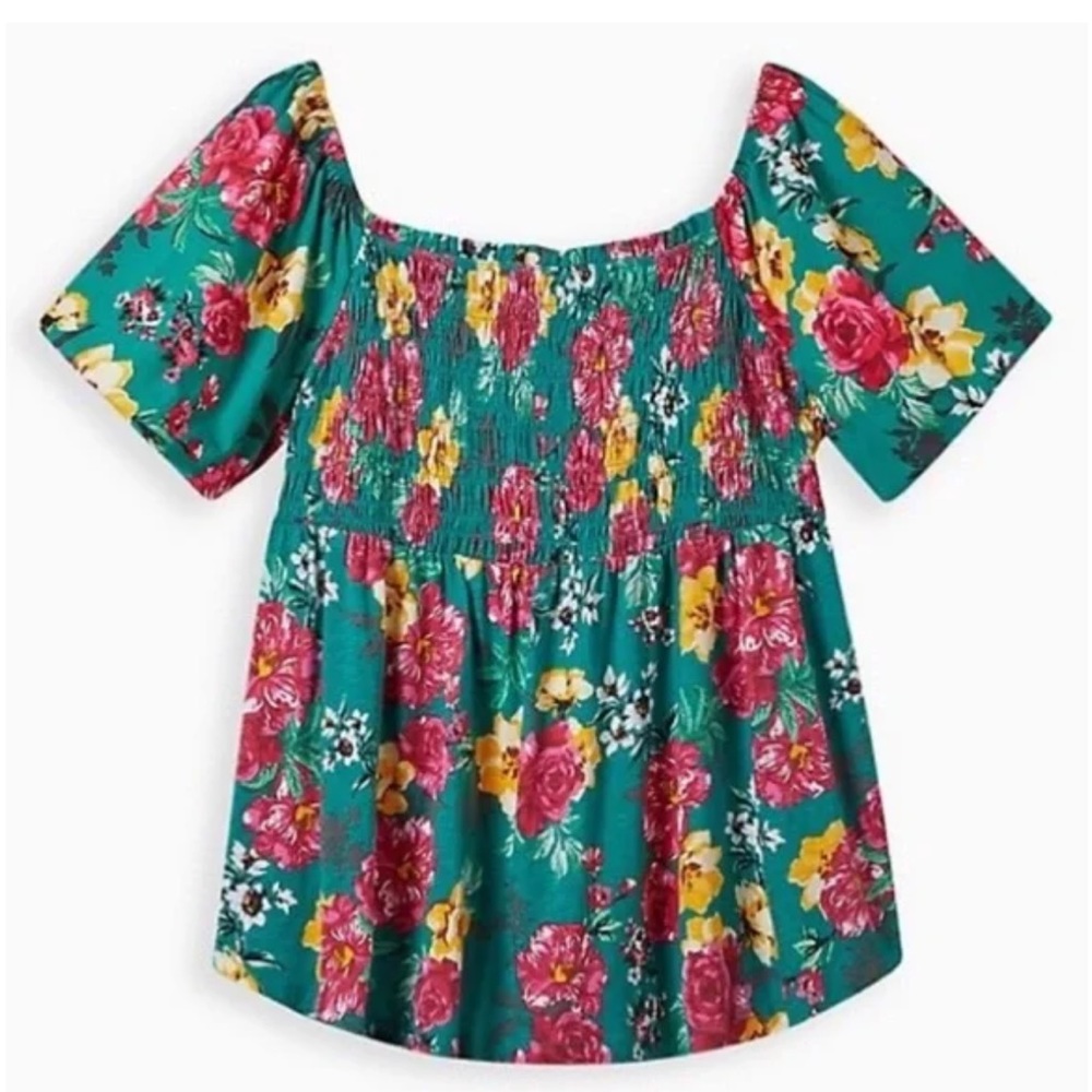 Torrid shirt, Size 1 (14/16), Green with pops of color, NWT